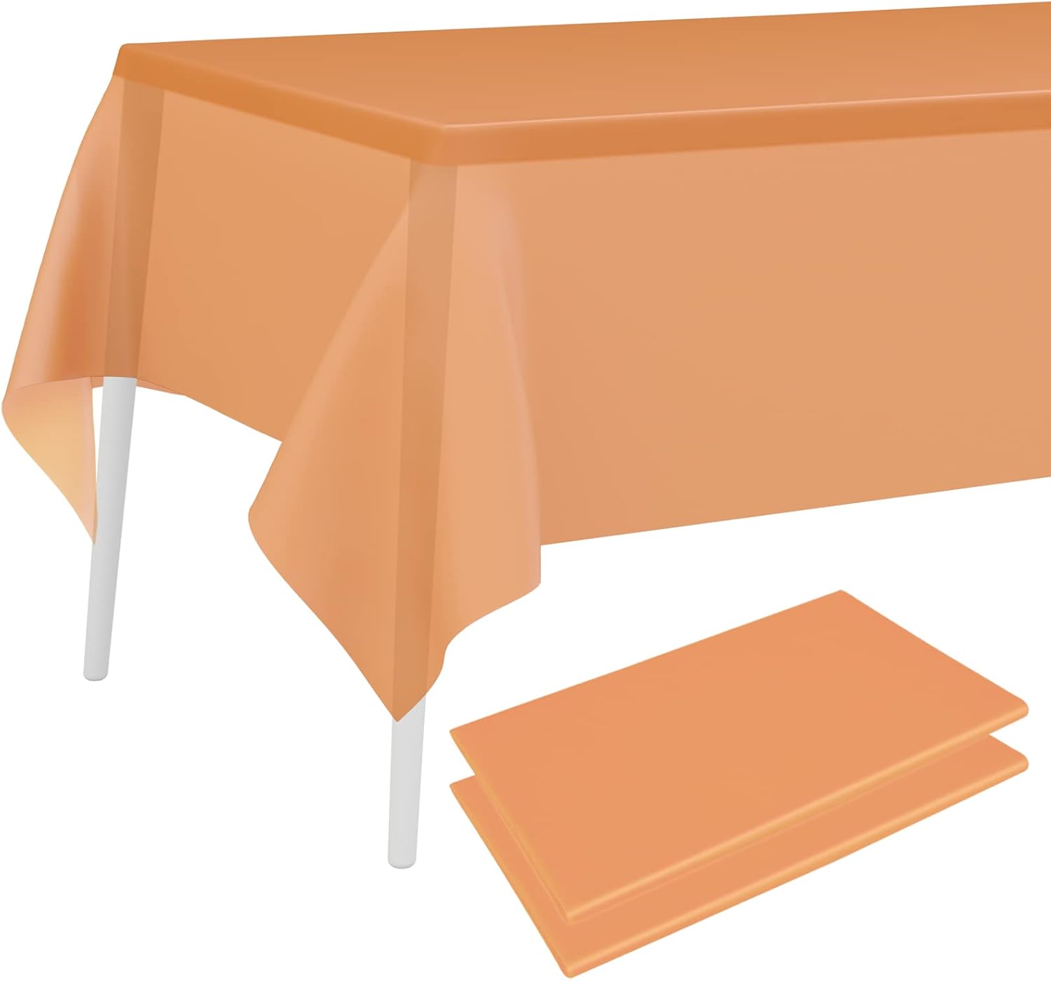 PLULON 2Pcs Orange Tablecloth Plastic Table Cover 137 x 274cm Rectangle