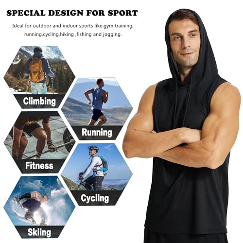 Débardeur de musculation anti-irritation sans manches à capuche LANBAOSI - 6