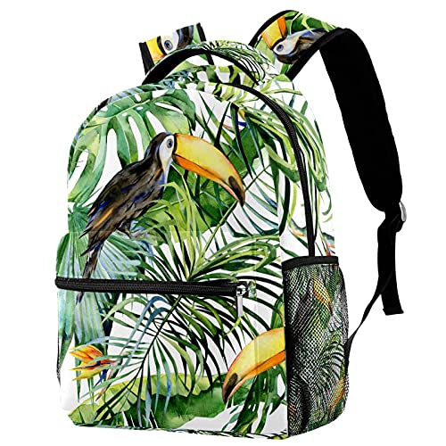 Sac à dos oiseaux toucan cartable scolaire mixte imprimé jungle vert pour enfant