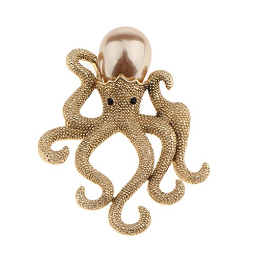 F Fityle Polvo Broche Simulado Pérola Animal Do Mar Broche Polvo Jóias Presente - Ouro