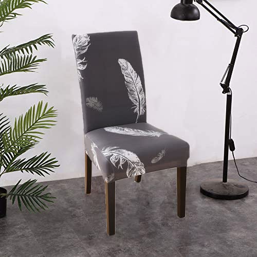 zalati Chair Cushion 4pcs Full Cover Seat Chair Covers Polyester Fiber Anti-slip Removable Slipcovers for Dining Room - Feather - Image 4