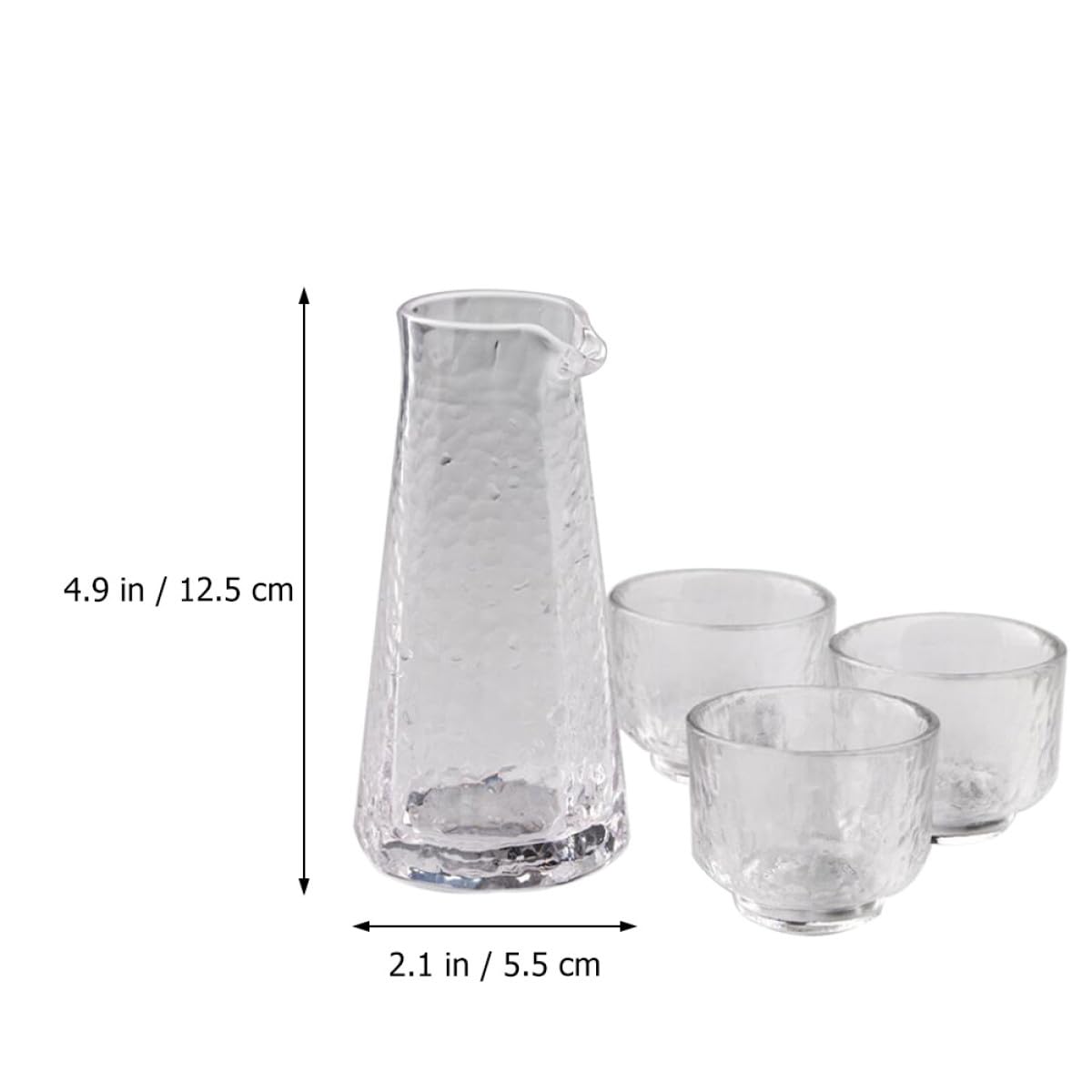 SHINEOFI Set da 4 Pezzi Bicchieri e Brocca per Sake Giapponese in Vetro, Multifunzionale ed Ecologico, Stile Giapponese, per Ristorante e Occasioni Speciali
