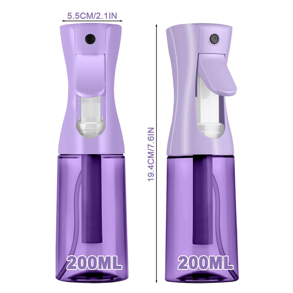 Butelka z rozpylaczem wody do włosów, 200 ml wielokrotnego użytku, cienka mgła ciągły opryskiwacz, spray do włosów, butelka z rozpylaczem do włosów, fryzjerstwo, pielęgnacja skóry, fioletowy