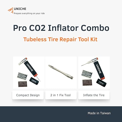 Miniatura 3 de UNICHE Pro Kit de reparación de neumáticos sin cámara e inflado de CO2, kit de reparación de neumáticos para bicicleta de carretera, MTB, incluye