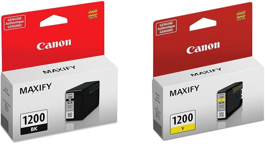 Canon PGI-1200 Pigment Black Ink Tank Compatible to MB2120, MB2720, MB2020, MB2320 (PGI-1200 Black) & PGI-1200 Yellow Compatible to iB4120,MB2120,MB2720,MB5120,MB5420 Printers
