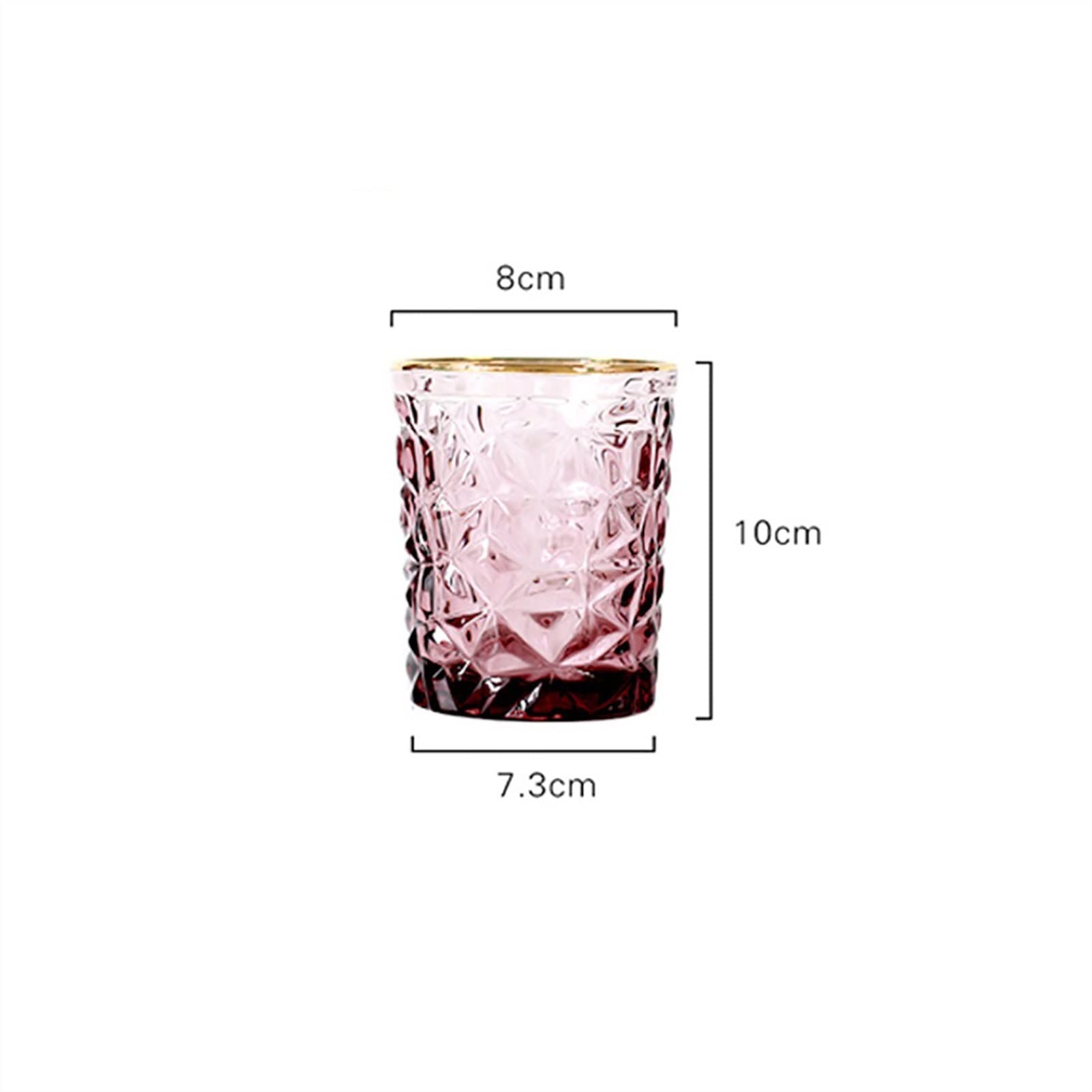 Glas Kaffeetassen 2er Set Diamant Form Trinkgläser Wein Whiskey Cocktail Saft Glas Rot Glastasse mit Goldenem Rand Glas Kaffeetassen