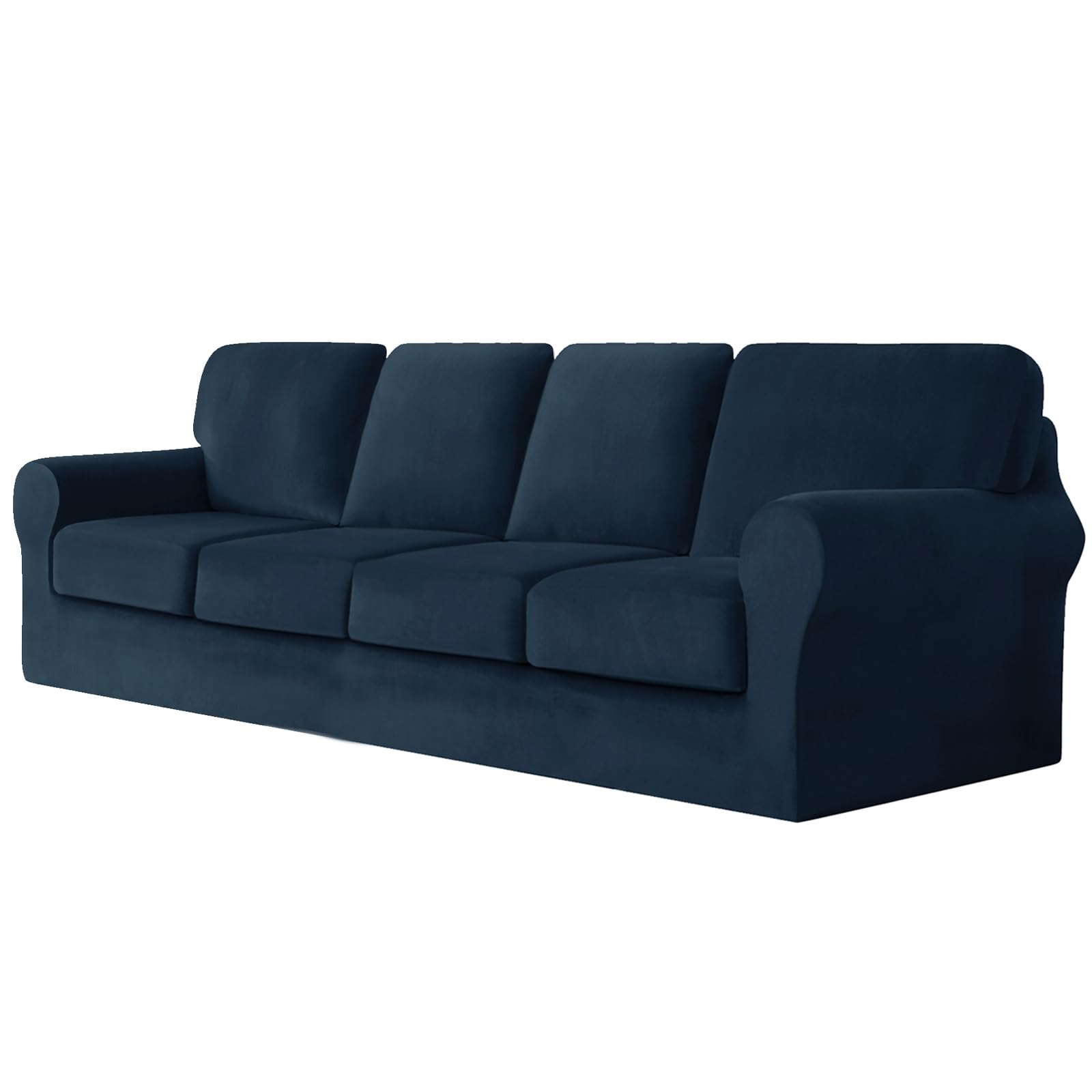 SYLC Sofa Cover with Separate Seat Cushions and Backrests Stretch Velvet Sofa Slipcover Couch Covers Furniture Protector Split Combined (Navy blue,Large 4 Seat Set 9 PCS)