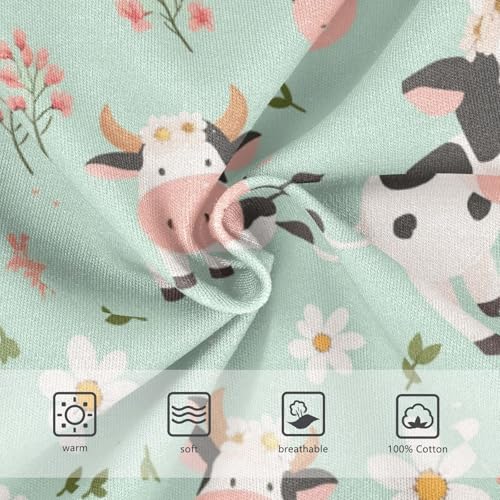 Wusikd Cute Cow White Boys' Underwear Cotton Flowers Leaves Boys Briefs Soft Toddler Underwear 2T3