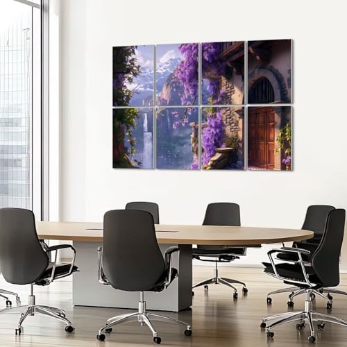 8 Pack Paneles Acústicos Artísticos Aislantes de Sonido Castillo Soñador para Habitación Infantil, Paneles Decorativos Rosados Autoadhesivos para Estudios y Oficina 48"x32" miniatura 7