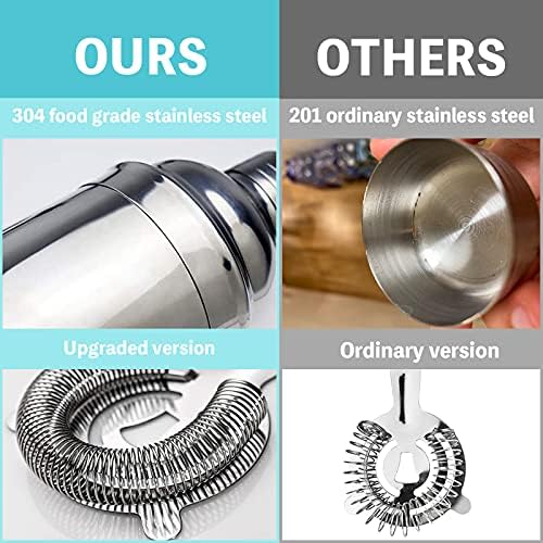 Cocktail Shaker Set|8pcs Cocktail Making Set Stainless Steel 750ml Shakers|Bartender Kit Bar Tool Set with Strainer, Pourers, Muddler, Double Jigger, Mixing Spoon at Home & Bar Gift Set