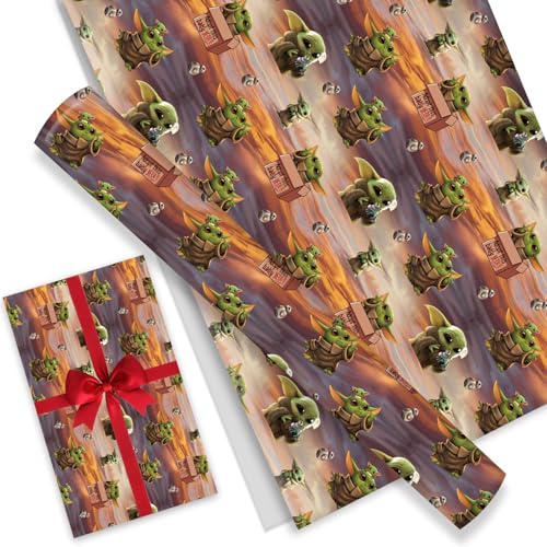Omto 4 Pcs Baby Yoda Wrapping Paper for Baby Shower Kids Birthday Baby Yoda Party Decorations Wedding DIY Crafts Gift Packing 20 x 30 Inch