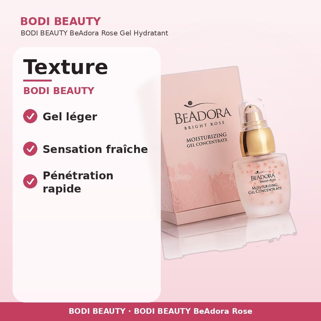 BeAdora Rose żelowy koncentrat nawilżający do twarzy 30 ml | Nawilżający koncentrat żelowy z olejkiem różanym, kwasem hialuronowym i białą truflą na dzień i na noc