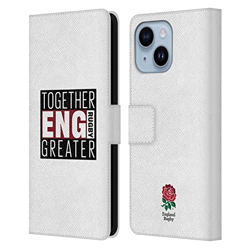 Housse iPhone 14 Plus cuir England Rugby avec fentes cartes rose