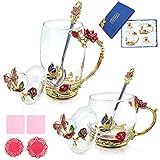 taza cafe vidrio y acero 🌹PERFECTA TAZA PARA BEBER🌹: Taza de té de la flor se puede utilizar para el té caliente o de oro, café, leche, jugo, agua de soda y jugo de verduras o algunos otros usos diarios. Fácil de limpiar. Esta taza de cristal novedad trae gran diversión y buen humor. El atractivo visual hace que sea un producto emocionante para cualquier hogar, restaurante y oficina