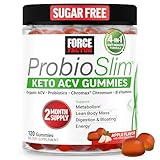 Force Factor ProbioSlim Keto ACV Gummies, Organic Apple Cider Vinegar Gummies with LactoSpore Probiotics & Prebiotics to Support Digestion, Metabolism, & Immune Health, 1 Net Carb, Apple Flavor, 120ct