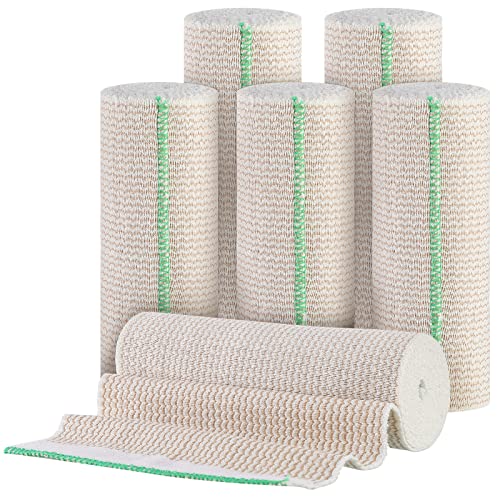 6 Pack 6 Inch Elastic Bandage Wrap With Hook And Loop Fasteners At Both Ends 6 Inch Wide Elastic Bandage Compression Bandage Compression Wrap For Sprained Ankle Knee Elbow #TOP14