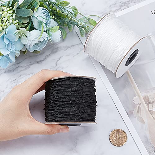 PandaHall 200 Yard Nylon Satin Cord 1.5mm Nero