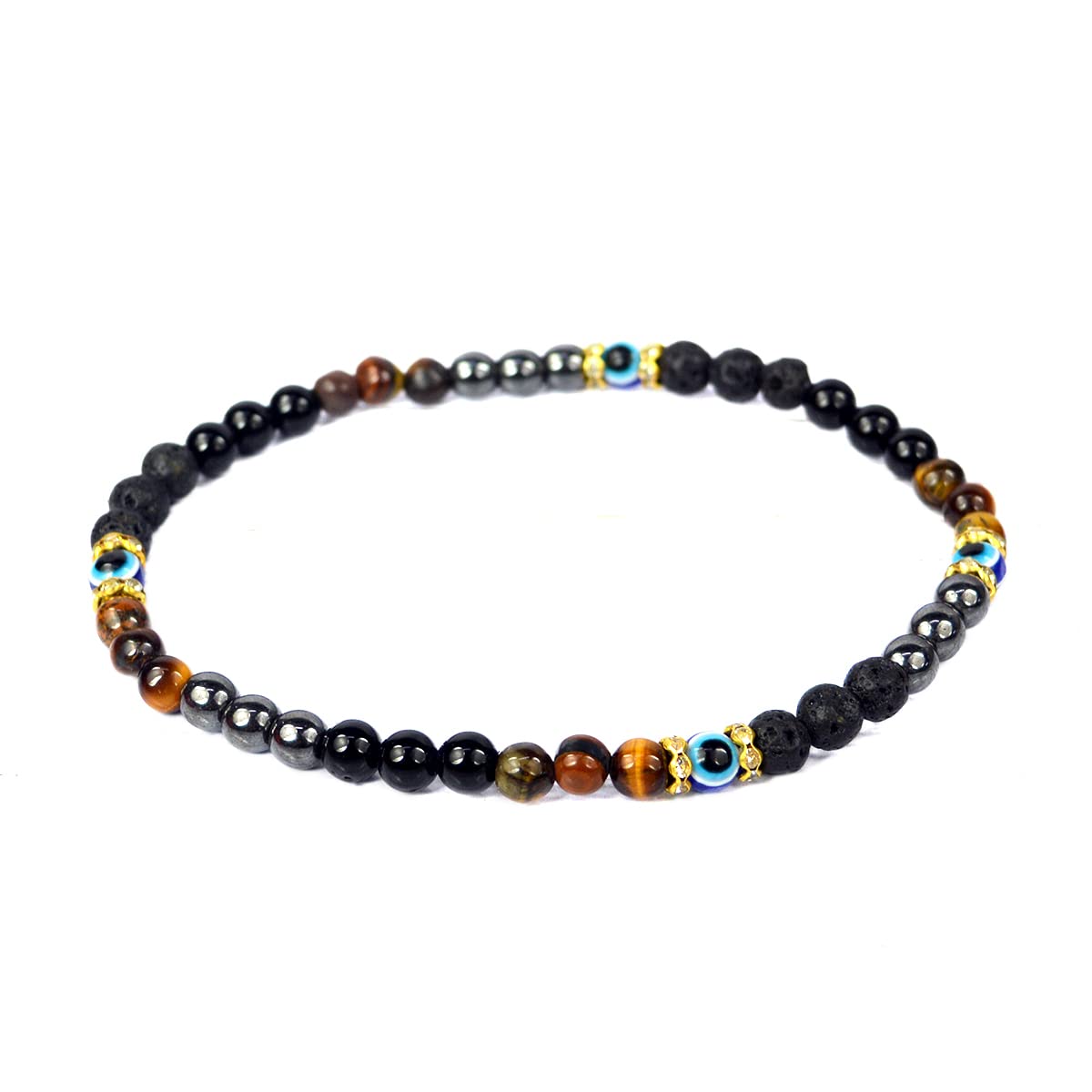 Crystu Natural Evil Eye, Black Tourmaline, Lava, Hematite, Tiger Eye Anklet Mix Combination Crystal Stone Anklet (Color : Multi) (B097R7FXJJ) Amazon Price History, Amazon Price Tracker
