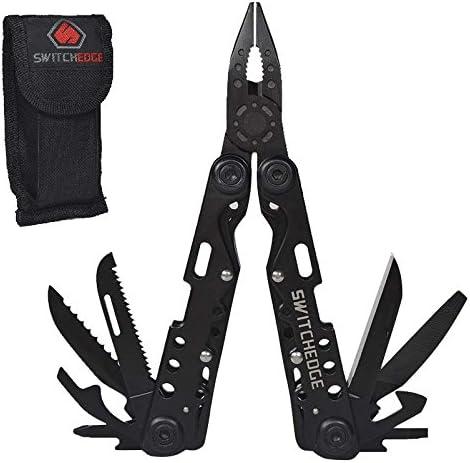Shadow 14 Tools in One Multi-Tool Knife Spring Loaded Pliers with Handy Nylon Case