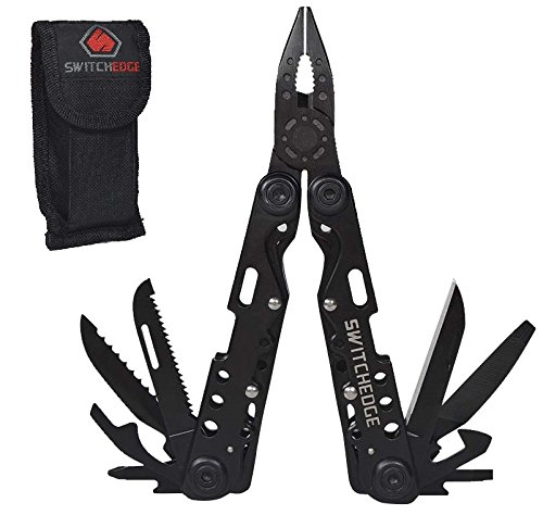 SWITCHEDGE Shadow 14 Tools in One Multi-Tool Knife Spring Loaded Pliers with Handy Nylon Case