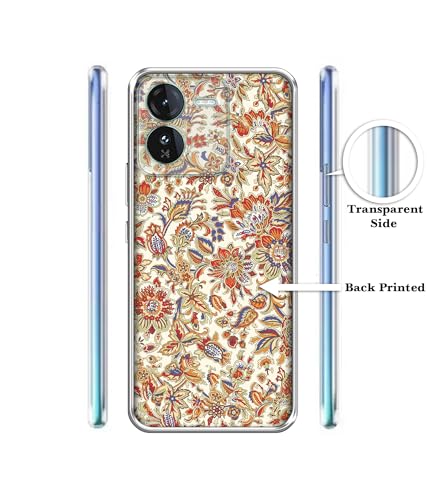Image of Floral Design Printed Silicon Soft TPU Back Case Cover for iQOO Z9 5G, Multicolour