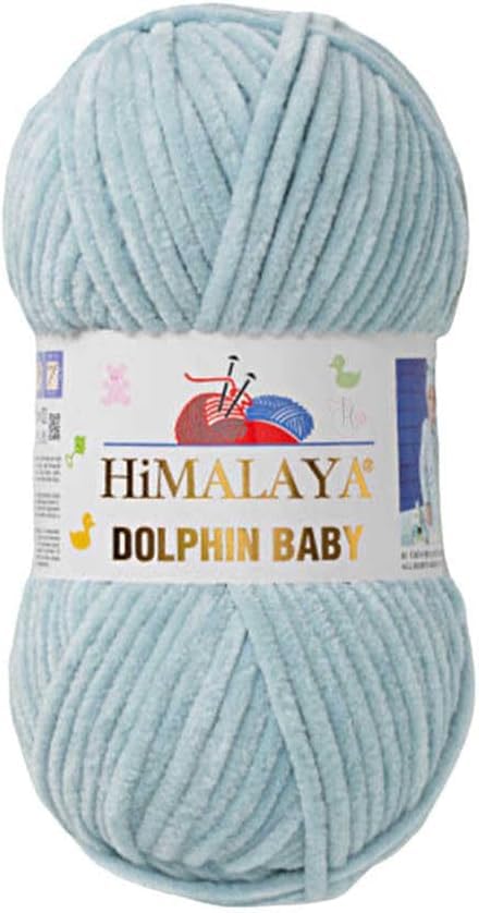 Himalaya Dolphin Baby Yarn Each Skein 100gr 120m Super Bulky Yarn for Knitting&Crocheting Ideal for Cardigans Shawls Blankets Hats and Home Textiles (1, 80347 Grey Mint)