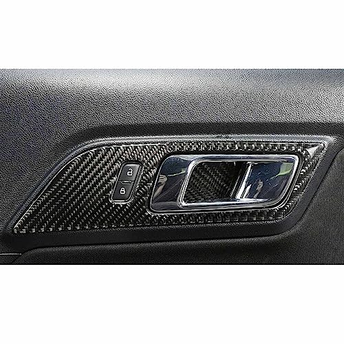 Secosautoparts 2Pcs Car Door Interior Handle Button Decoration Moulding Frame Cover Trim Compatible With Ford Mustang 2015 2016 2017 2018 2019 2020 2021 (Carbon Fiber Veins) #TOP4