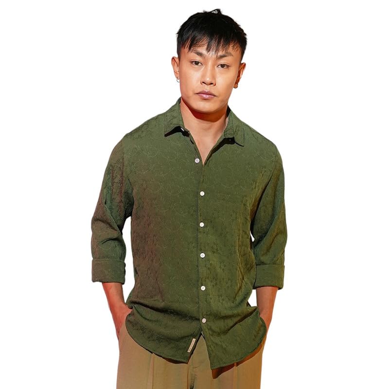 Image of CAHOOT Men's Solid Utility Shirt | Casual Wear | Spread Collar | Long Sleeve | Button Closure | Shirt Crafted with Comfort Fit for Everyday Wear