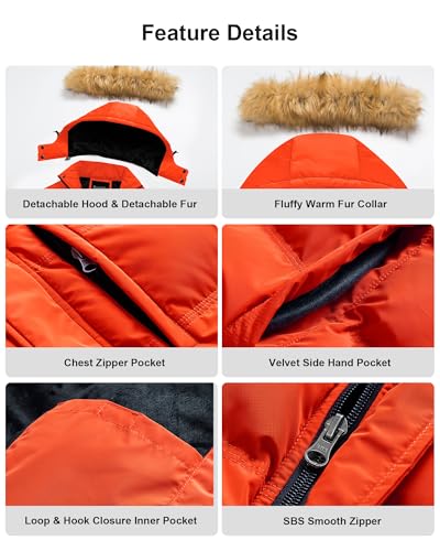 Image of Pursky Men's Puffer Jacket Waterproof Winter Bubble Coats Ski Parka Fur Hooded