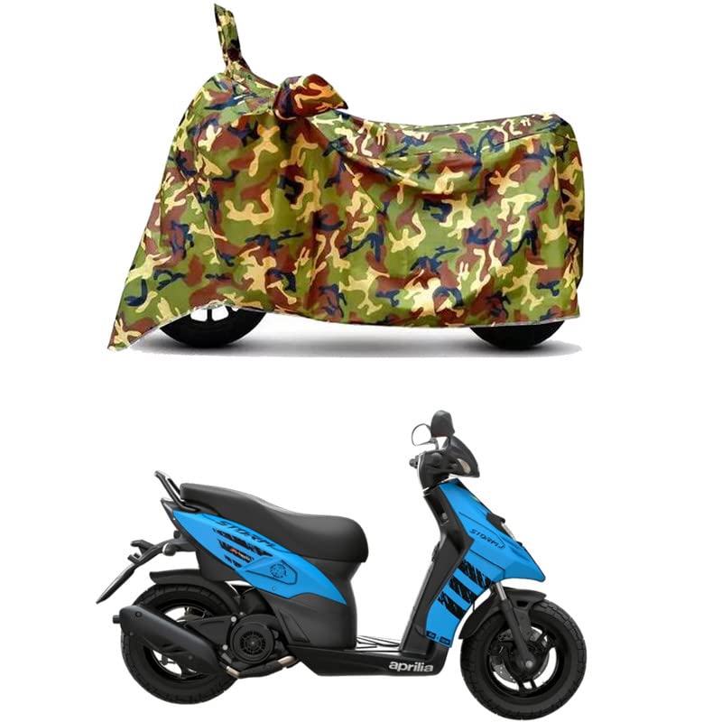 Image of Waterproof 100% PVC Coated Full Bike Scooty Two Wheeler Body Cover Compatible for Aprilia SR 125 /UV-Rays /Heat Protection /Birds Dropping /Scratchproof /Dust Proof s[6X6 Jungle Print]