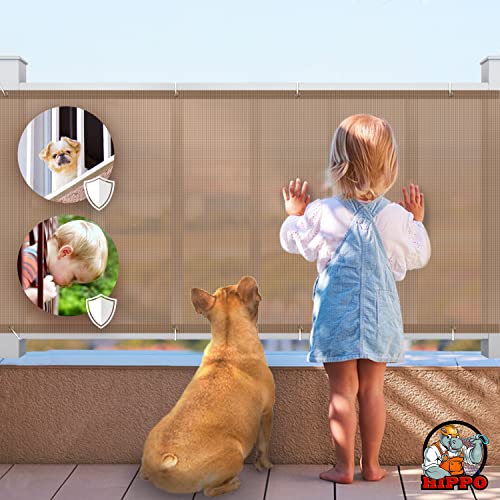 Image of HIPPO Baby Safety Net for Balcony & Staircase Railing Guard for Kids Stairway Safety Net Protector Safety Banister for Baby Toddler (1MTX3MT, Beige)