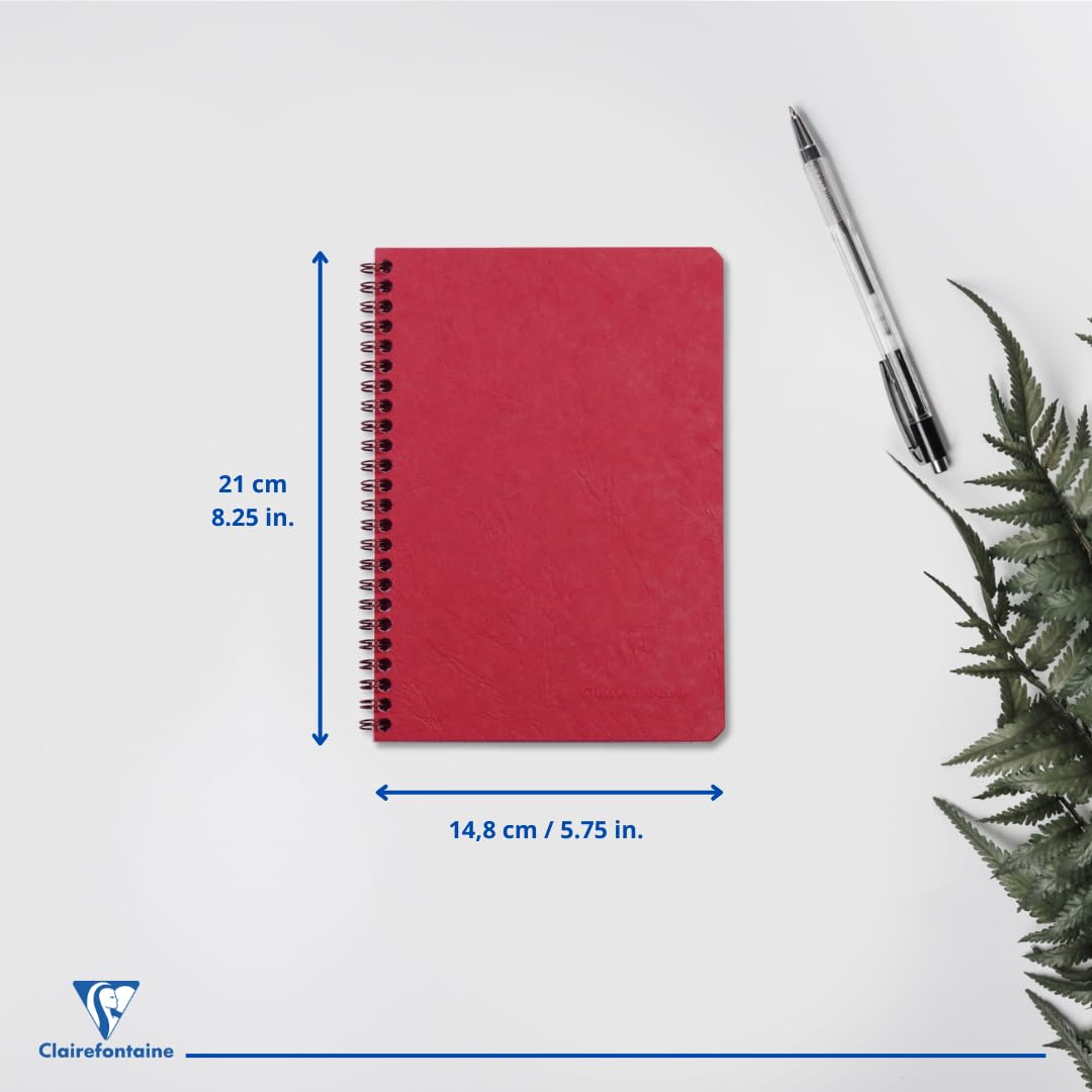 Clairefontaine 785362C Kolekcja Age Bag - Kołonotatnik czerwony A5 14,8x21 cm 100 stron w linie biały papier 90 g błyszcząca okładka imitacja skóry