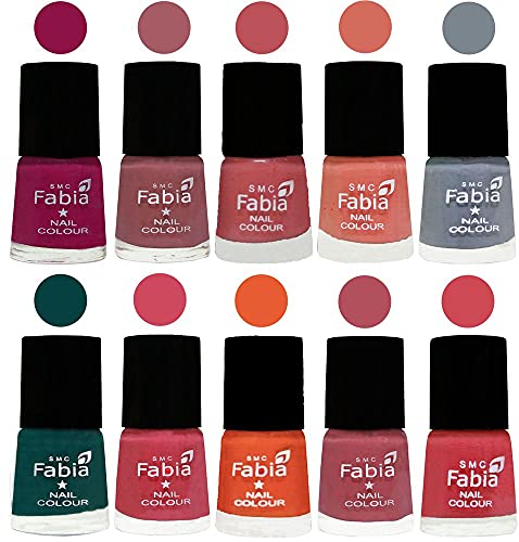 Image of ALL IN ONE (PACK OF 10), Long Lasting Glossy Nail Polish, 6 ml Each, All Vibrant Colours,01951
