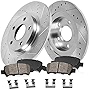 Callahan CDS04771 REAR 314mm Drilled/Slotted 5 Lug [2] Rotors + Ceramic Brake Pads + Clips