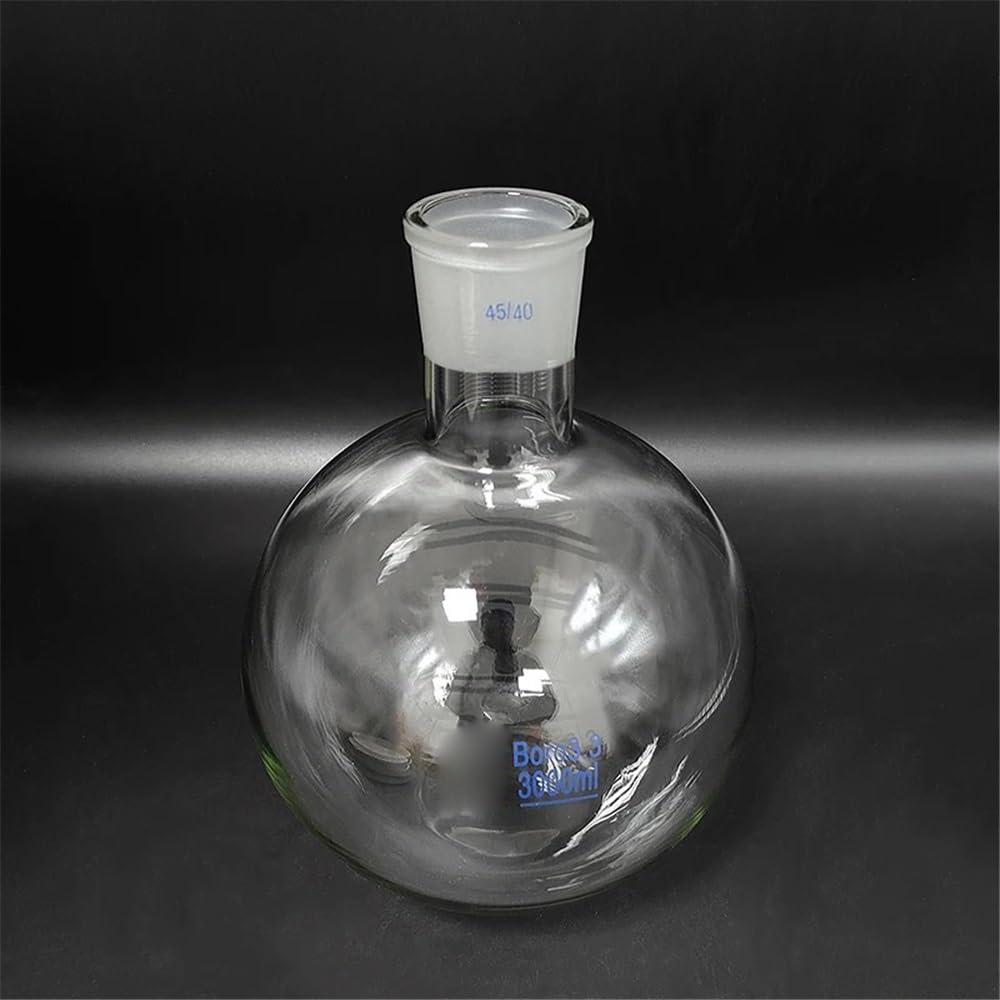 Vetreria da laboratorio Pallone a fondo piatto con bocca da 1000 ml a 50000 ml e giunto 45/40, pallone a collo singolo in vetro borosilicato(3000mL)