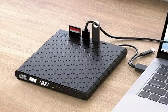 External CD/DVD Drive with SD/TF Slots DVD Drive Player USB3.0 HUB Portable CD DVD Burner TF Reader for PC Laptop Tablet