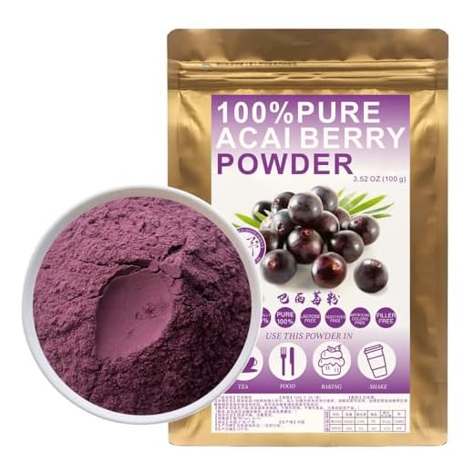 Plant Gift 100% Freeze-Dried Acai Powder 100/3.52oz, 100G reine Acai Beere Pulp, ideal für Acai Schüsseln, Joghurt, Smoothies und mehr, roh, Bulk, kein Füllstoff, keine Zusätze