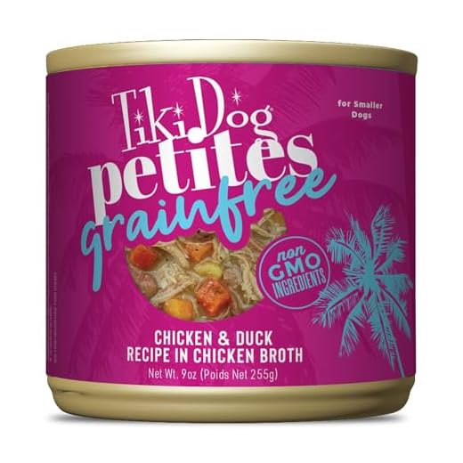 Tiki Dog Petites Grain Free Wet Dog Food, Chicken & Duck, Nutrient Dense Meat, for All Ages and Breeds, 9 oz. Can (8 Count)