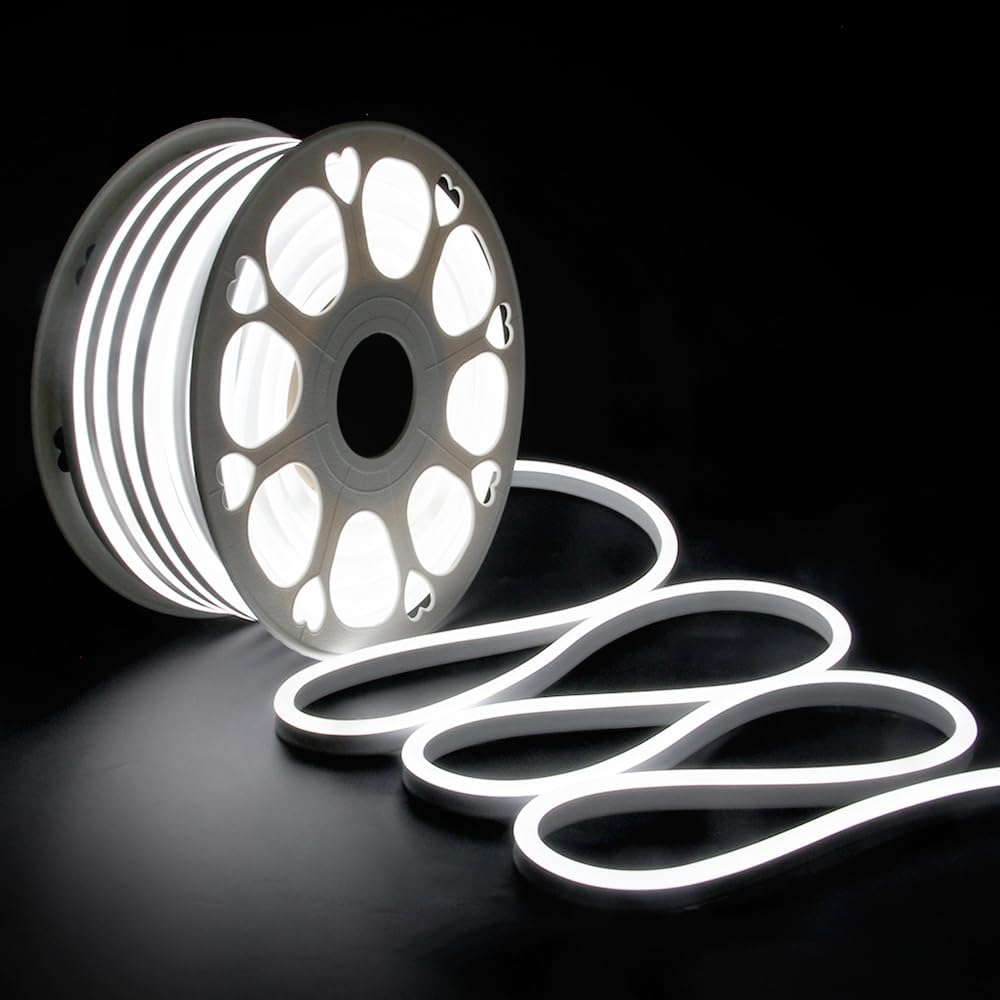 Samsion Neon Light Strip Daylight White 82ft Neon Rope Lights LED Neon Flex Strip
