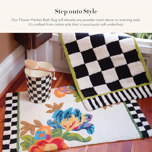 Image of MACKENZIE-CHILDS Washable Bath Rug, 21x34, White Flower Market