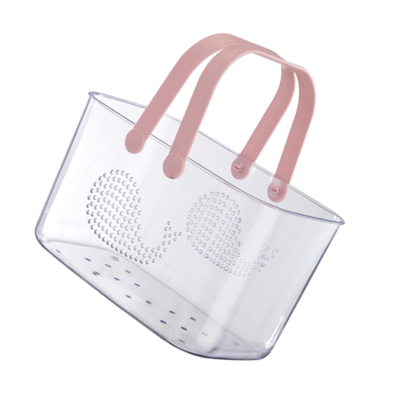 Cesta de Plástico con Asa para Baño, Rosa, Portátil | Plástico, Base Estable sobre Superficie Plana, para Cocina y Dormitorio