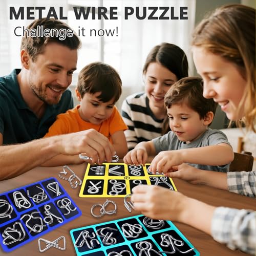 Gracelaza 8 pcs Metal Wire Puzzle Logic Brain Teaser Set - Metal Ring IQ Puzzles Difficult Games - Ideal Intelligence Toys Gifts for Kids and Adults