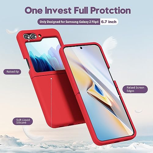 Image of MIDOS Back Cover Compatible with Samsung Z Flip 5 Silicone Case Full Protection Shock Proof Case for Samsung Galaxy Z Flip 5 (Red)