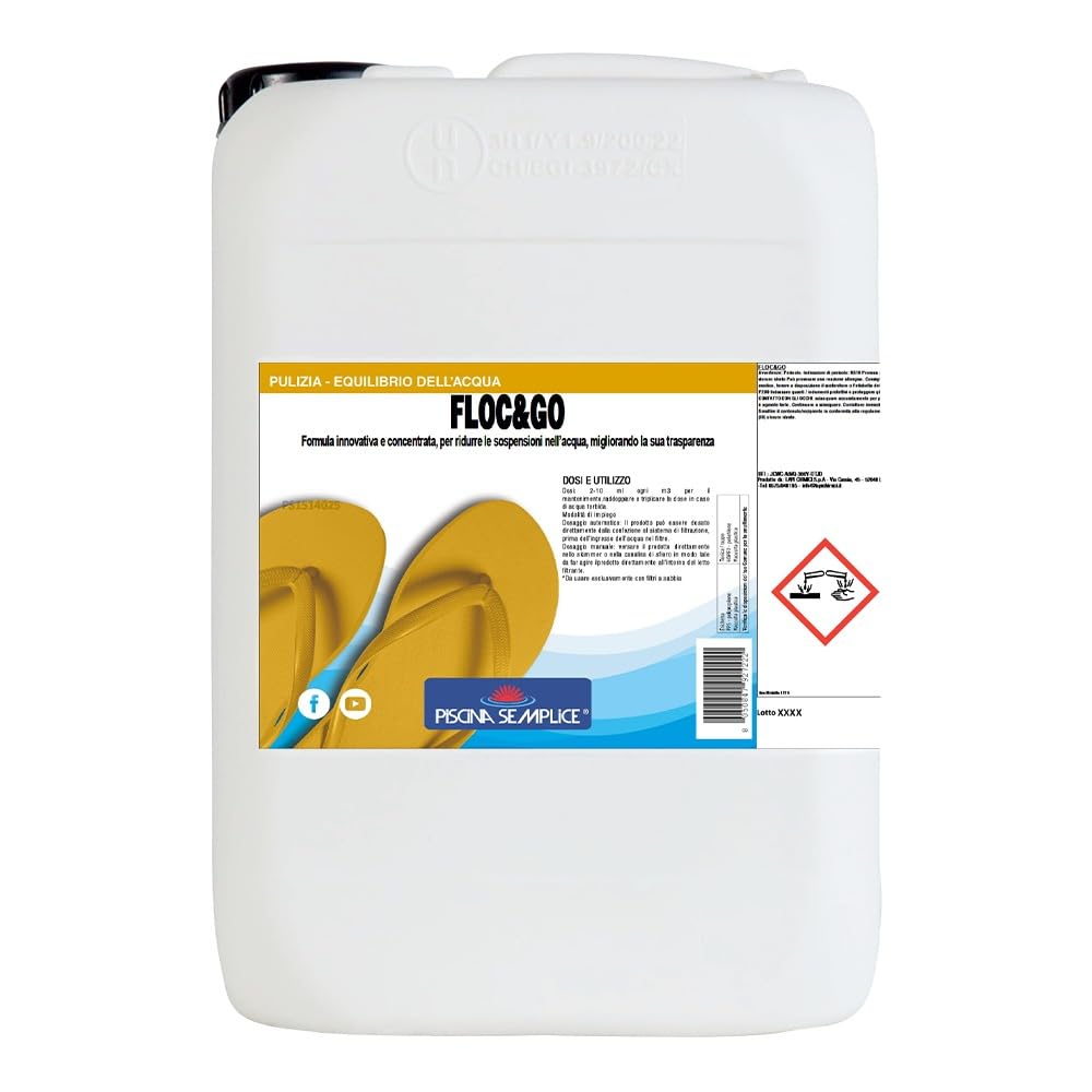 Piscina Semplice, Floc&Go Multivitaminico per Piscina, Progettato per Interagire con Tutte le Tipologie di Sporco, Coagulante,flocculante e preventivo delle alghe (10 Kg)