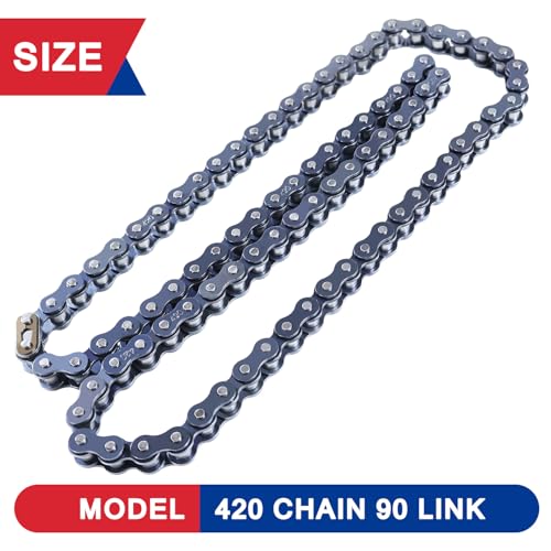 Image of Front Rear 420 Jackshaft Chain 42 Links and 90 Links Mini Bike Drive Chain for Coleman CT200U CT200U-EX BT200X Baja Warrior Heat Mini Baja Massimo MB165 MB200 Mini Bike Heavy Duty Parts