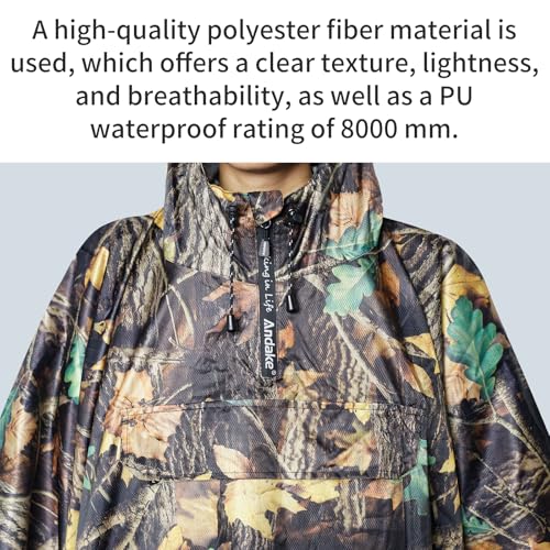 Image of Andake Waterproof Rain Poncho for Adults Unisex,230T Ripstop Polyester,Raincoat Gear with Transparent Viewing Window Outdoors