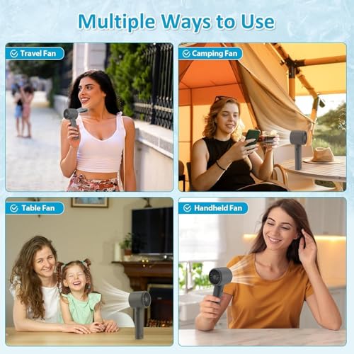 Image of Portable Handheld Fan (Multi-Color) - 120 Speed Stepless Adjustable Mini Turbo Fan, Rechargeable 1800mAh Battery, LED Digital Display, Type-C Fast Charging Desk Fan for Travel & Office