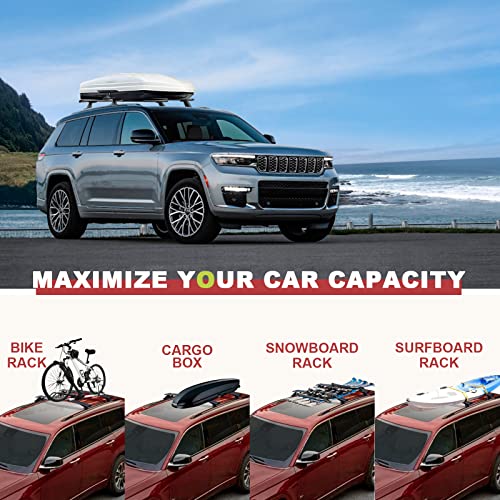 Heavy Duty 220Lbs Roof Racks Cross Bars For Jeep Grand Cherokee L 2021 2022 3-Row & Grand Cherokee 2022 2-Row, All Metal Aluminum Roof Rails Crossbars Luggage Cargo Carrier Rooftop Car Suv Accessories #TOP1