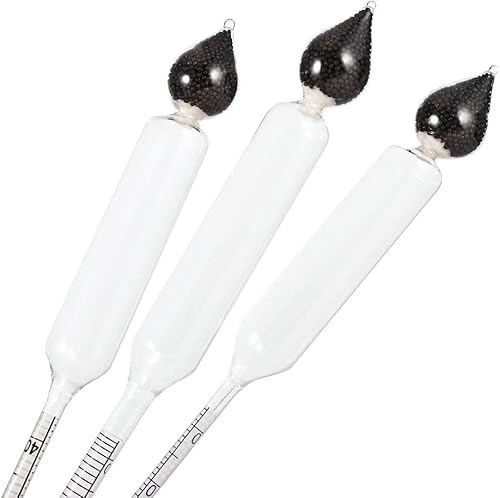 Miniatura 5 de Juego de 100 alcoholímetros profesionales de hidrómetro, 3 unidades, medidor de alcoholímetro de 0 a 100% prueba de alcoholímetro + termómetro para