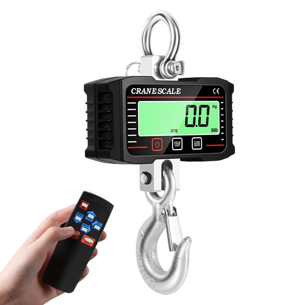 Cyfrowy Wyświetlacz LCD Septpenta Elektroniczna Waga Dźwigowa, Przenośny Przyrząd do Ważenia O Dużej Wytrzymałości, Zdalny Inteligentny, Konwersja 3 Jednostek Dla Wszystkich Środow (Czarny)